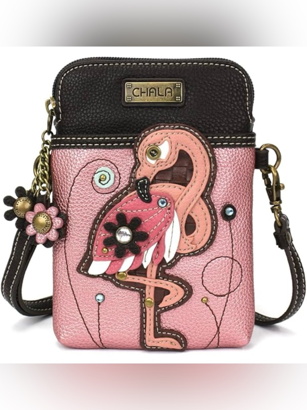 Chala Pink Flamingo Crossbody Bag Cell Phone Holder Mini Purse